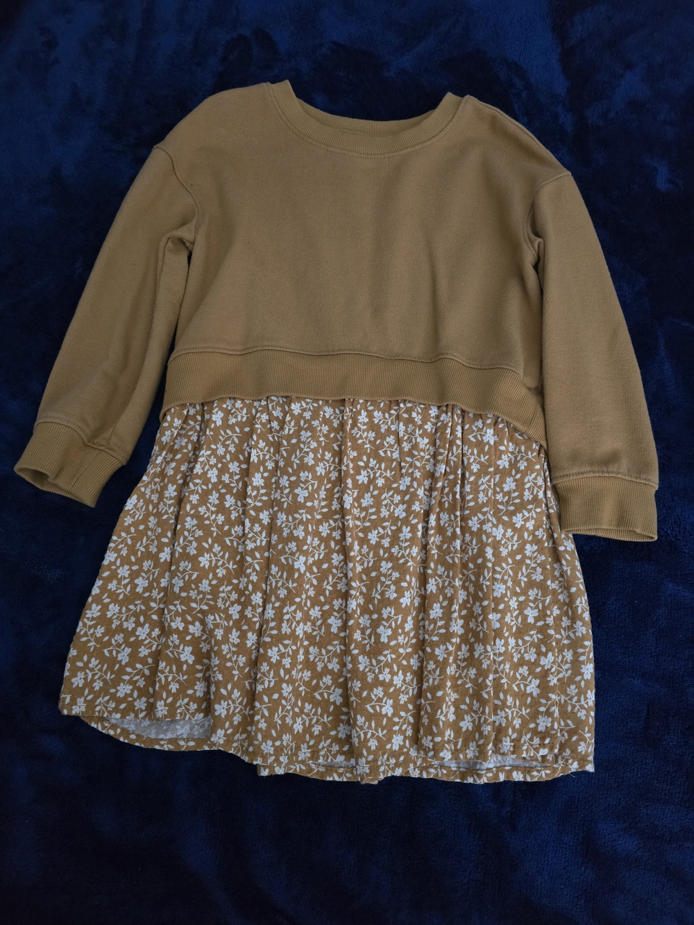 Cat & Jack Tan Floral Knit-Pullover Dress